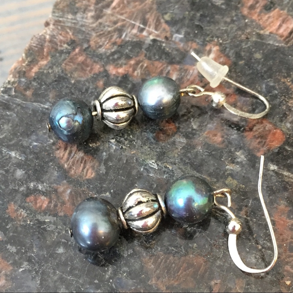 One-of-a-Kind Silver & Black Pearl Earrings